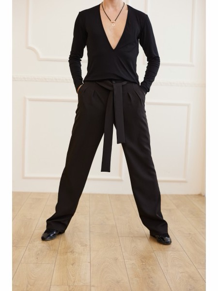 Shok Black Tie-Waist Latina Ballroom Dance Kids' Dress Pants